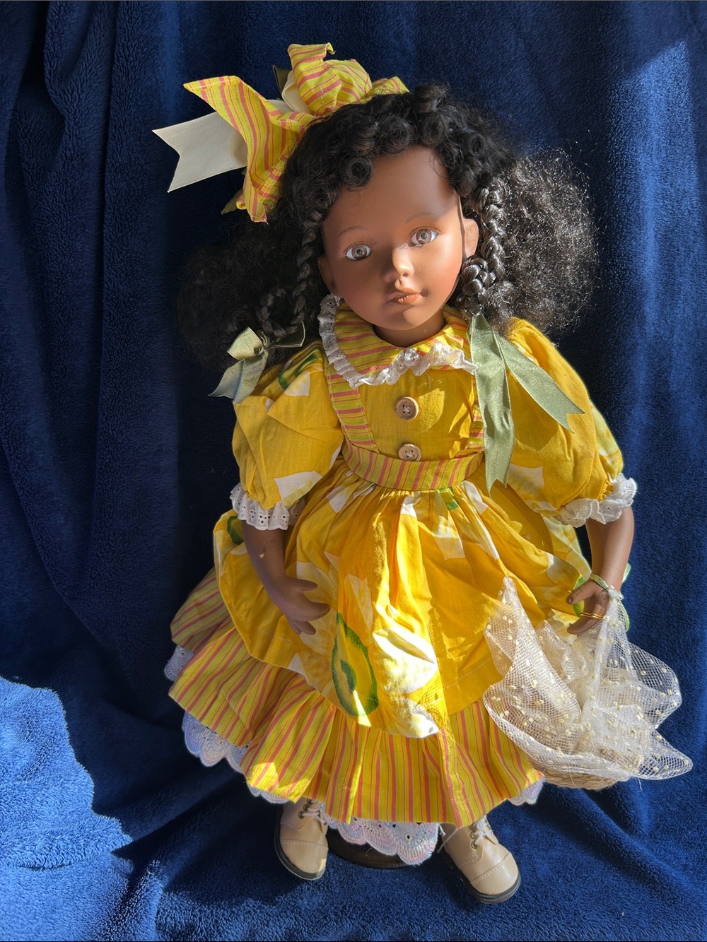 Classic Yellow Dress Play Doll with Curly Hair